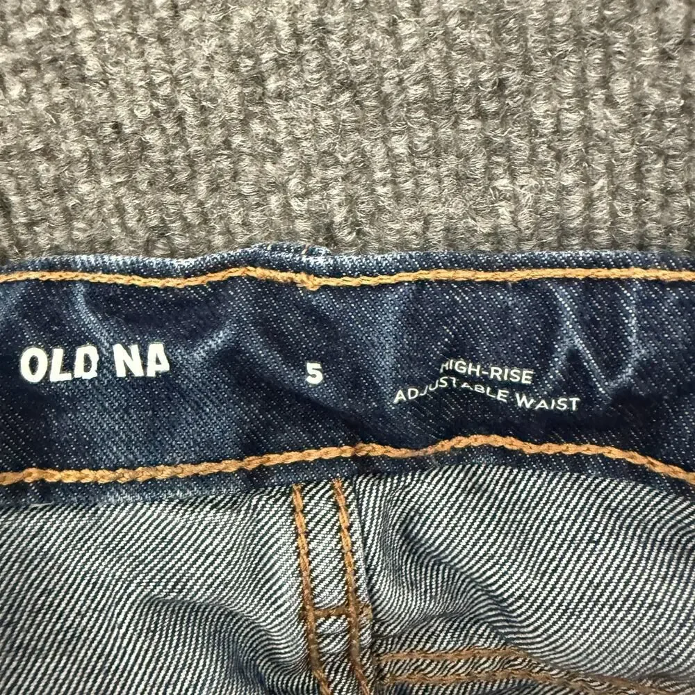 Old Navy Girls Denim Cutoff Jean Shorts Size 5 High Rise Adjustable Waist